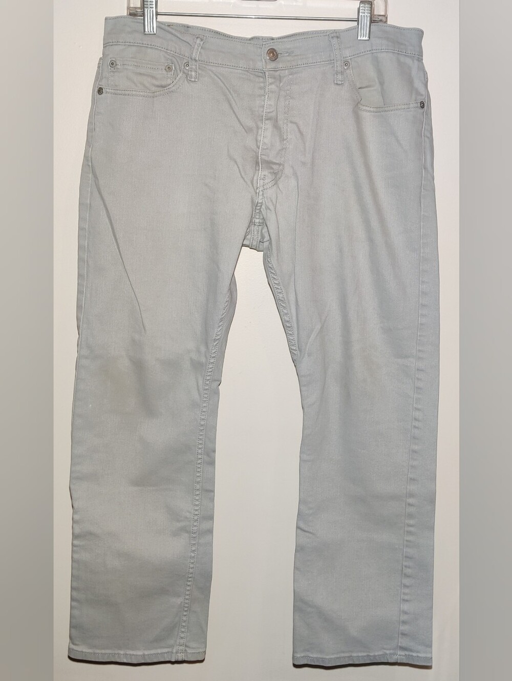 Levis 514 Straight Leg Jeans Mens 36x30 Light Wash Gray Straight Fit Denim Rivet
